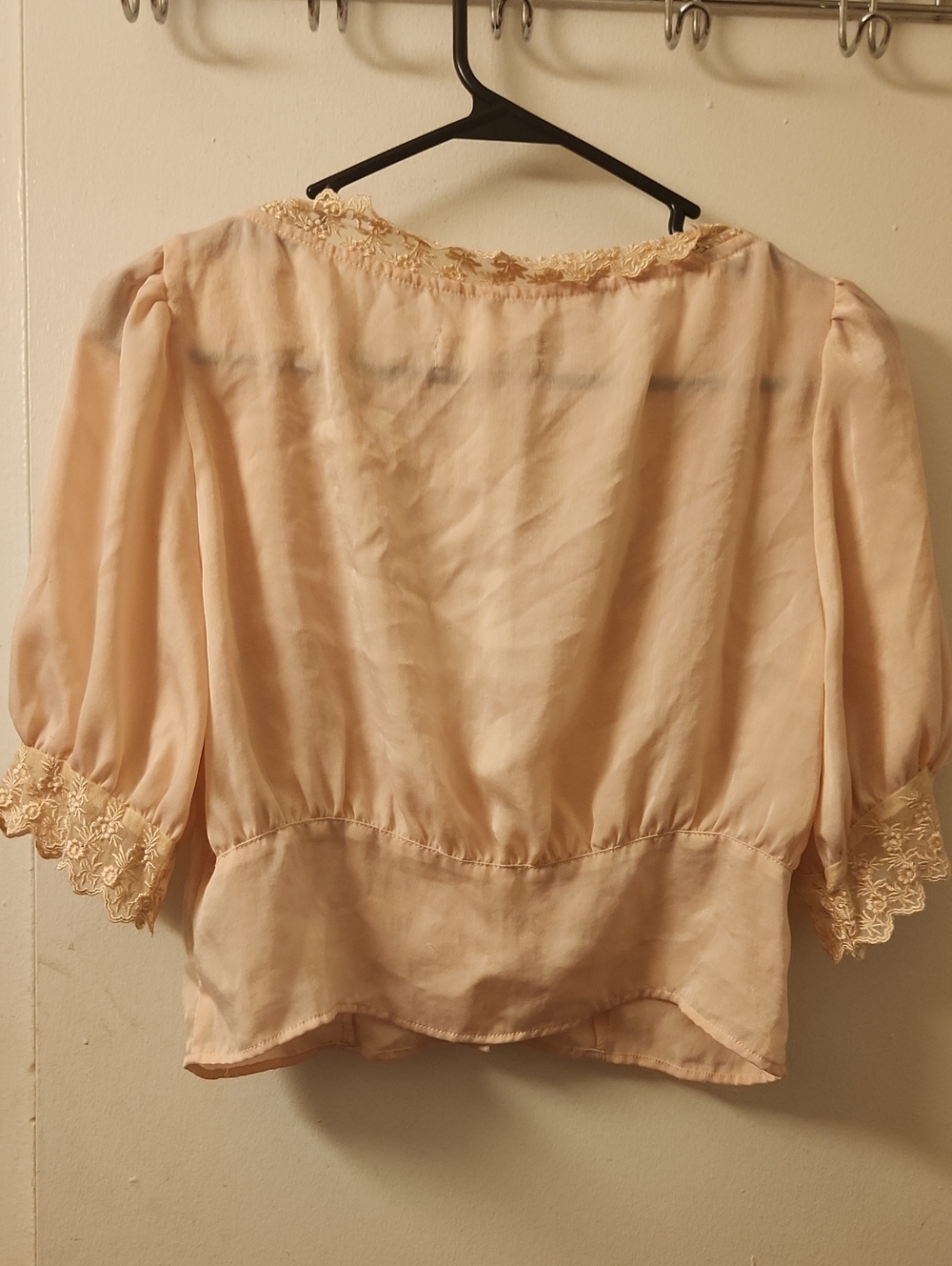 Urban Outfitters Blush Lace-Trim Puff Sleeve Top - Picture 5 of 9